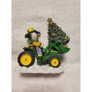 VTG 2001 Mary's Moo Moos John Deere Boy on Tractor w Tree Figurine #864692 5.75"